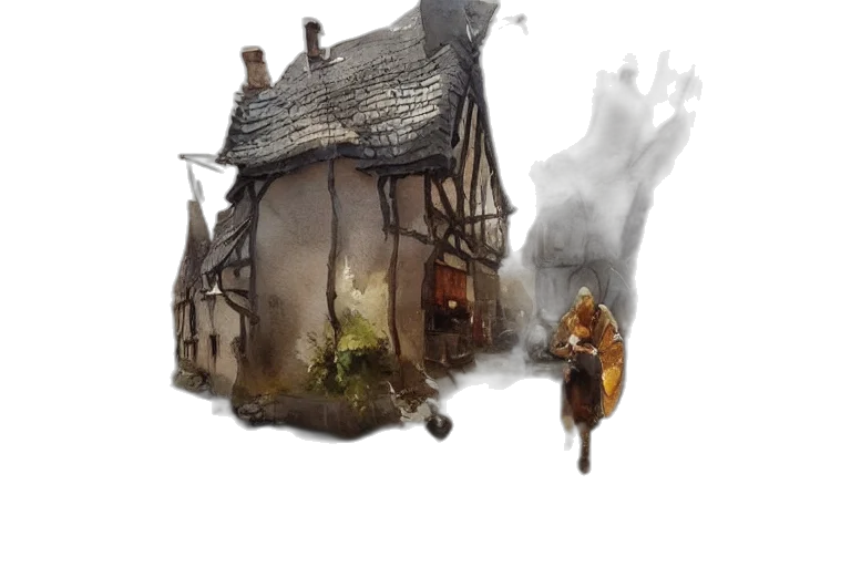 building, concept art, fantasy art, watercolor transparent PNG cut-out