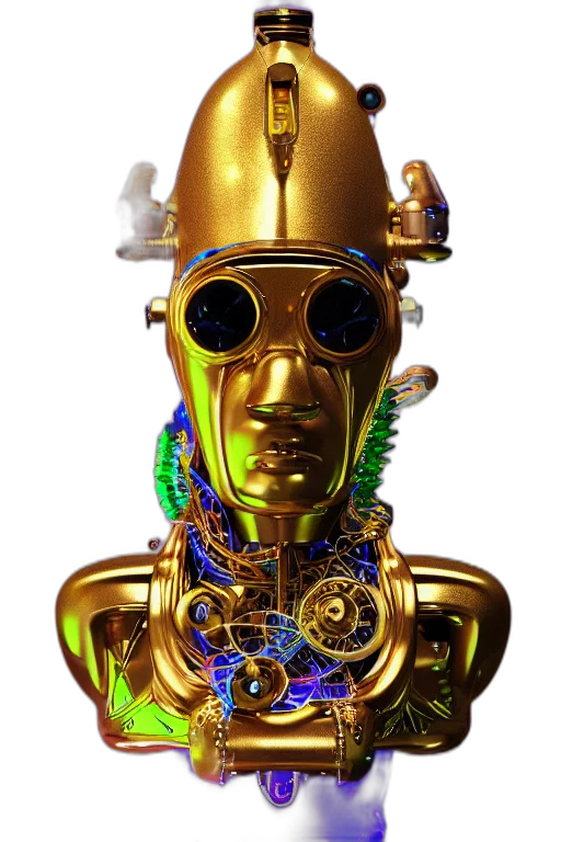 robot, mask, jewelry, staff transparent PNG cut-out