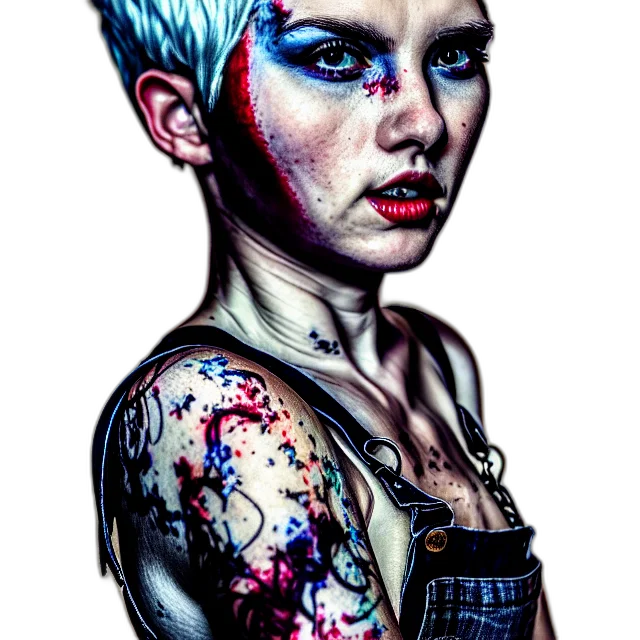 face, comic book art, cyberpunk, photorealistic transparent PNG cut-out