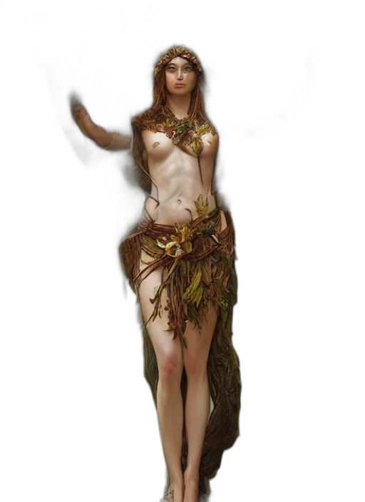 dress, staff, creature, fantasy art transparent PNG cut-out