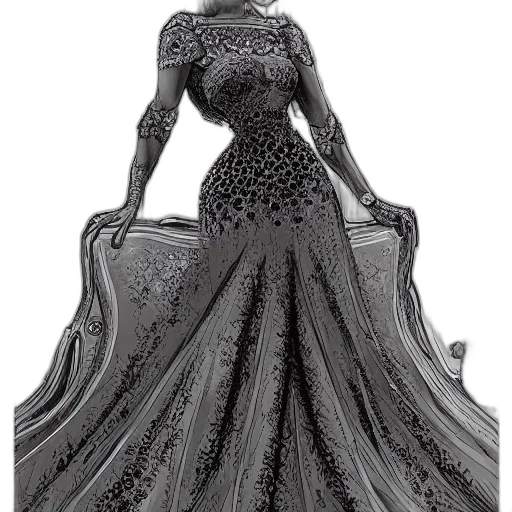 dress, crown, 3d render, concept art transparent PNG cut-out