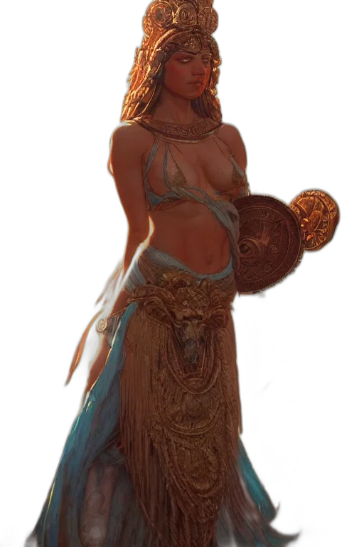 dress, staff, jewelry, fantasy art transparent PNG cut-out