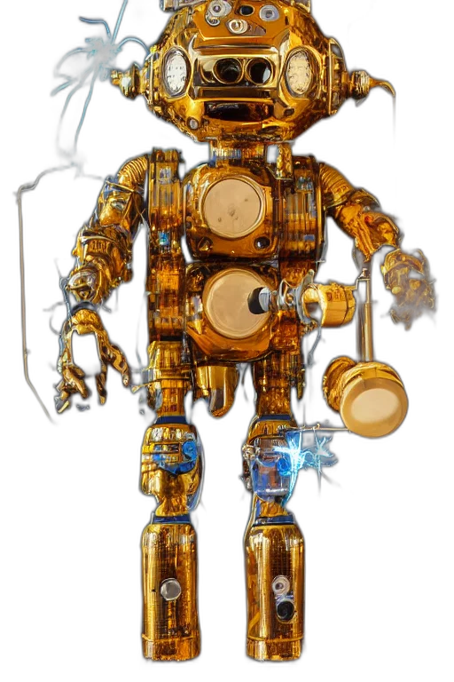 robot, staff, concept art, 3d render transparent PNG cut-out