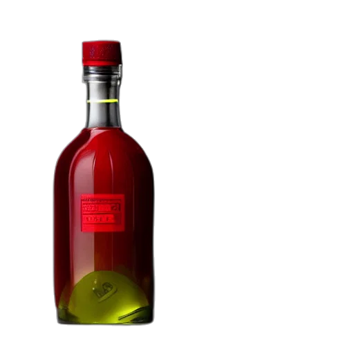 bottle, 3d render, red, liqueur transparent PNG cut-out
