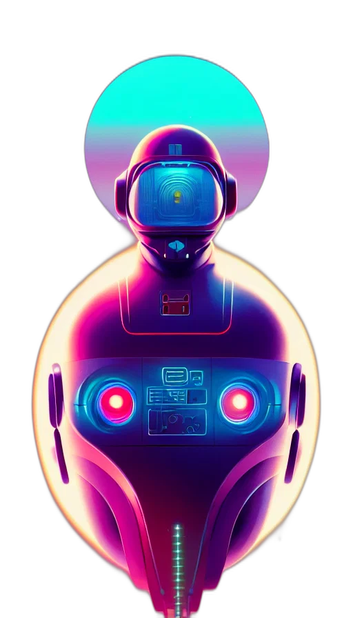 robot, pixel art, concept art, cyberpunk transparent PNG cut-out