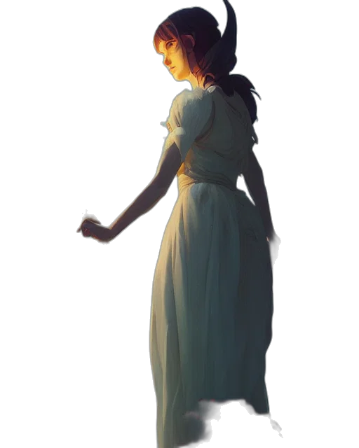 dress, staff, face, crown transparent PNG cut-out