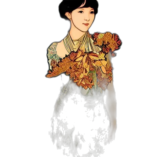 dress, flower, pixel art, watercolor transparent PNG cut-out