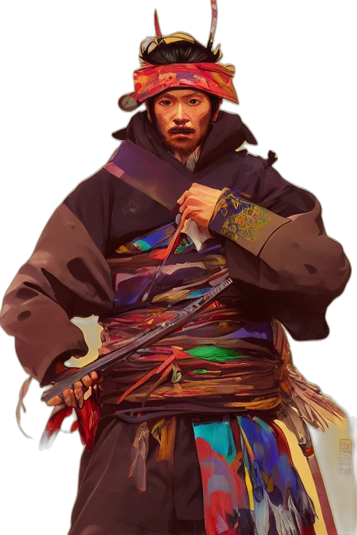 staff, jacket, face, sword transparent PNG cut-out