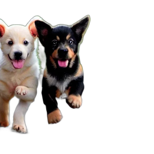 animal, photorealistic, 3d render, puppies transparent PNG cut-out