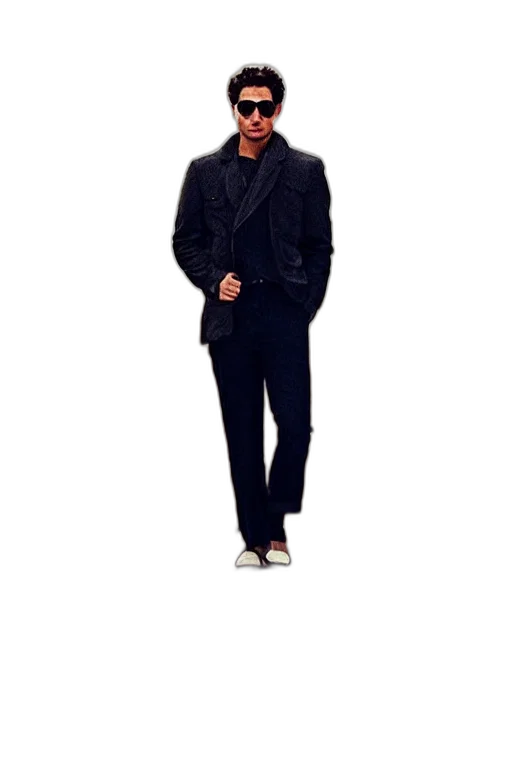 jacket, staff, shoes, photorealistic transparent PNG cut-out