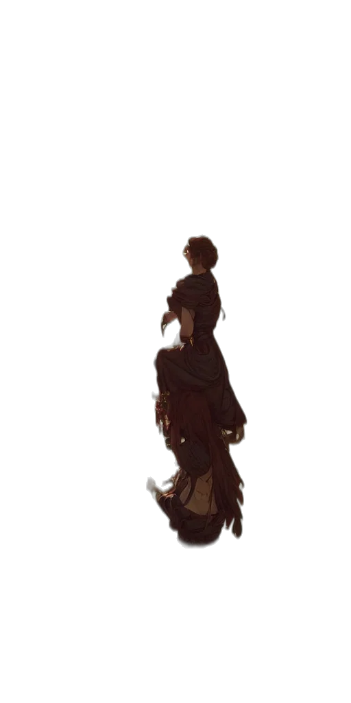 dress, staff, crown, hair transparent PNG cut-out