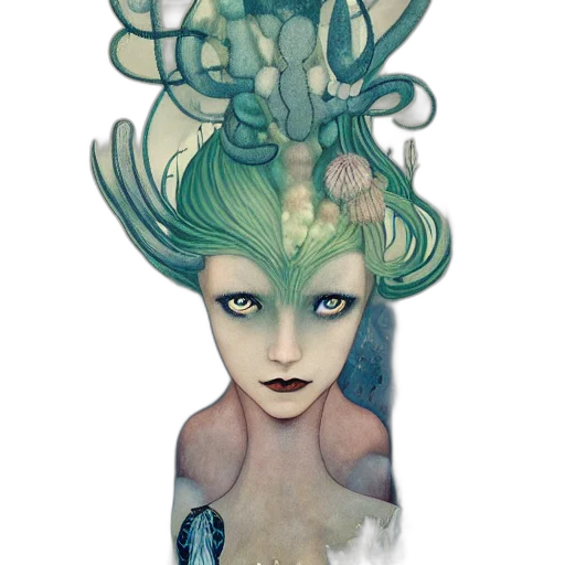 creature, crown, mask, fantasy art transparent PNG cut-out