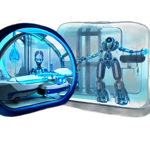 robot, concept art, 3d render, cyberpunk transparent PNG cut-out