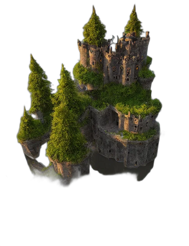 tree, crown, building, dragon transparent PNG cut-out