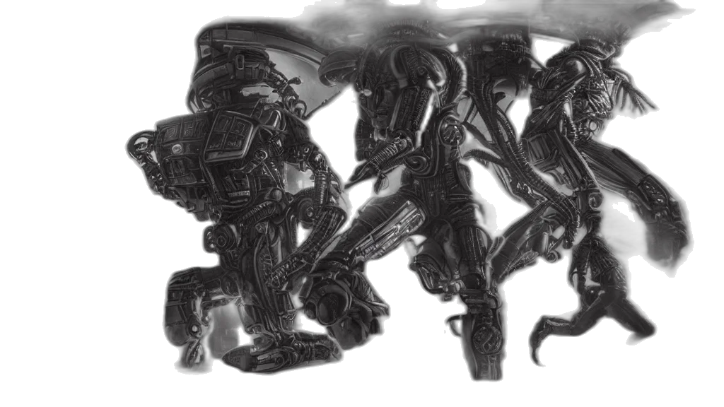 robot, creature, concept art, pencil sketch transparent PNG cut-out
