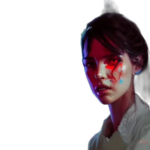 face, concept art, cyberpunk, photorealistic transparent PNG cut-out