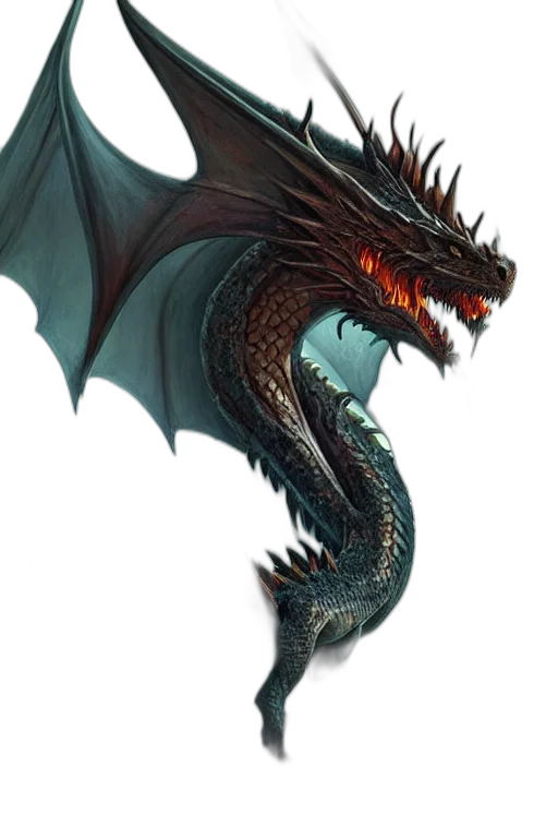 dragon, creature, staff, fantasy art transparent PNG cut-out