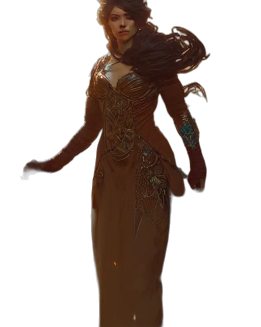 dress, staff, creature, concept art transparent PNG cut-out