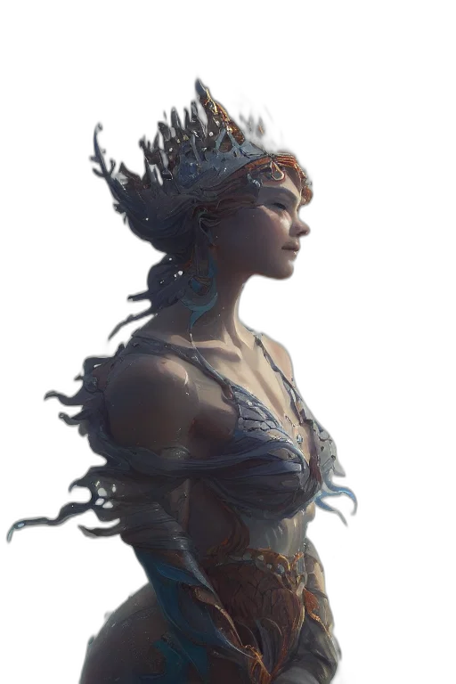 crown, dress, creature, staff transparent PNG cut-out