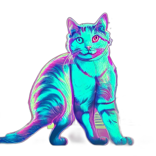 animal, creature, vaporwave, pixel art transparent PNG cut-out
