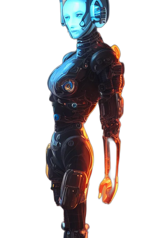 robot, dress, weapon, staff transparent PNG cut-out
