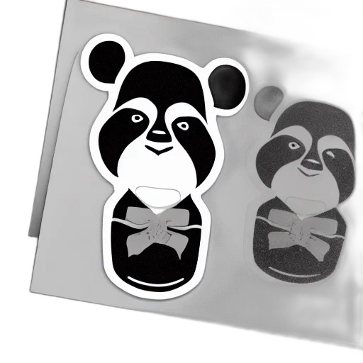 3d render, concept art, monochrome, panda transparent PNG cut-out
