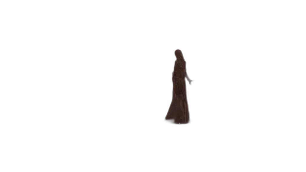 dress, staff, hair, creature transparent PNG cut-out