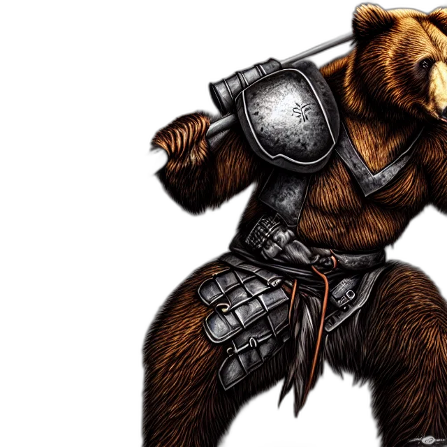 concept art, fantasy art, comic book art, bear transparent PNG cut-out
