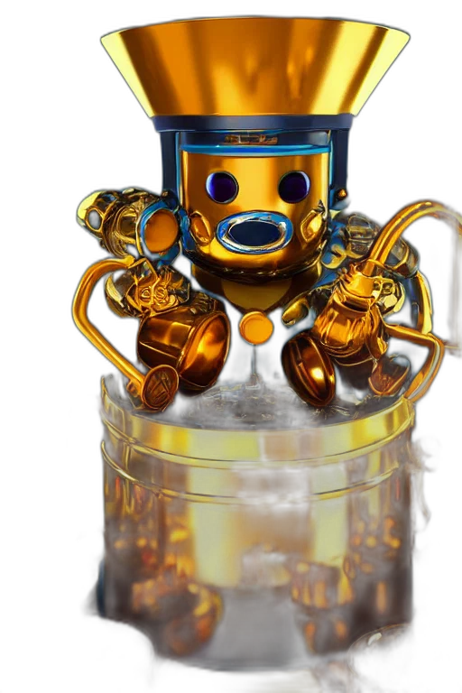 robot, bottle, 3d render, concept art transparent PNG cut-out