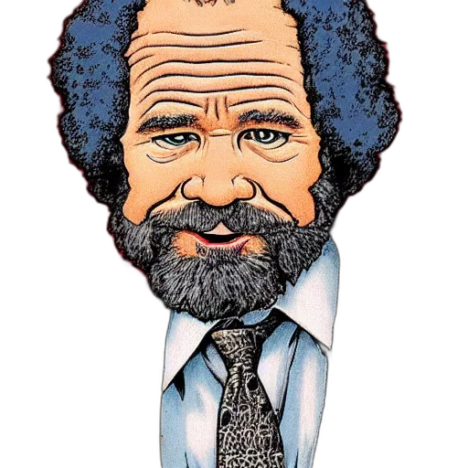 face, cartoon, bob, ross transparent PNG cut-out