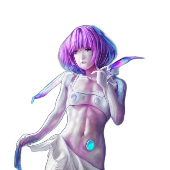 dress, robot, staff, creature transparent PNG cut-out
