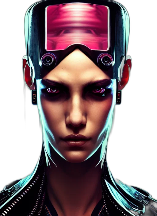 robot, face, mask, cyberpunk transparent PNG cut-out