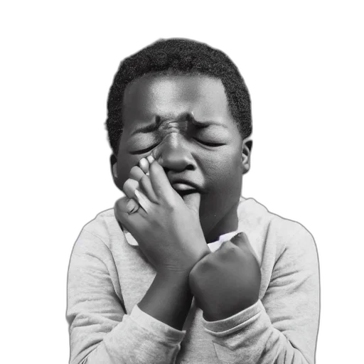 photo, black, boy, crying transparent PNG cut-out