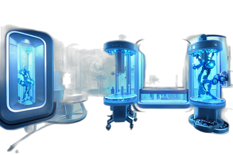 3d render, concept art, pixel art, blue transparent PNG cut-out