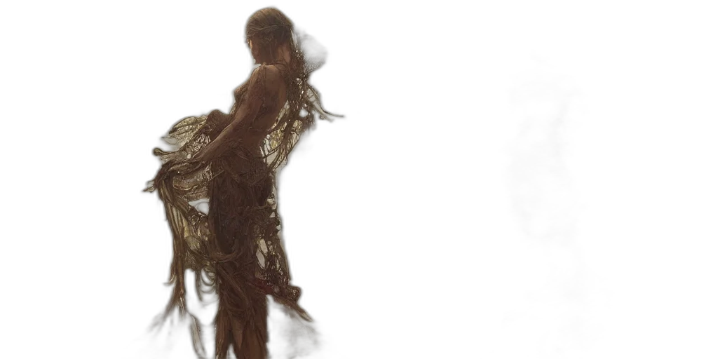 dress, hair, creature, concept art transparent PNG cut-out