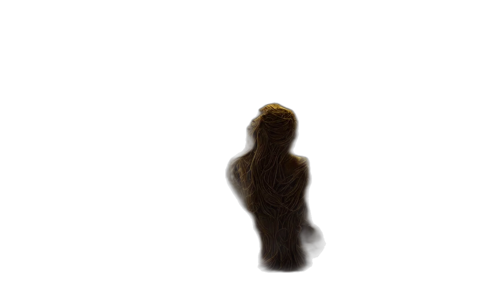 hair, creature, staff, dress transparent PNG cut-out