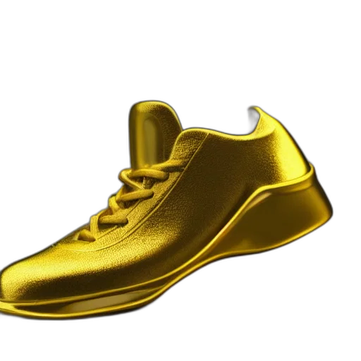 shoes, 3d render, photorealistic, golden transparent PNG cut-out