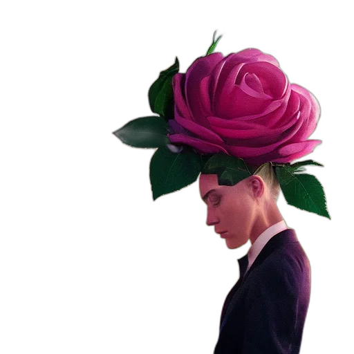 hat, crown, flower, face transparent PNG cut-out