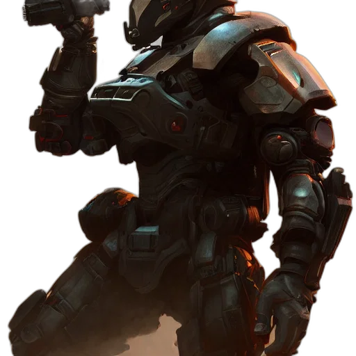 robot, weapon, concept art, 3d render transparent PNG cut-out