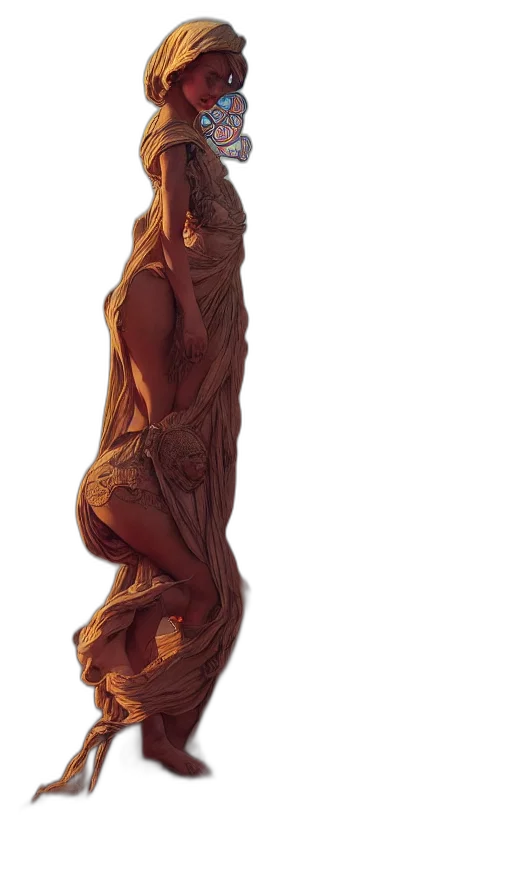 dress, creature, staff, dragon transparent PNG cut-out