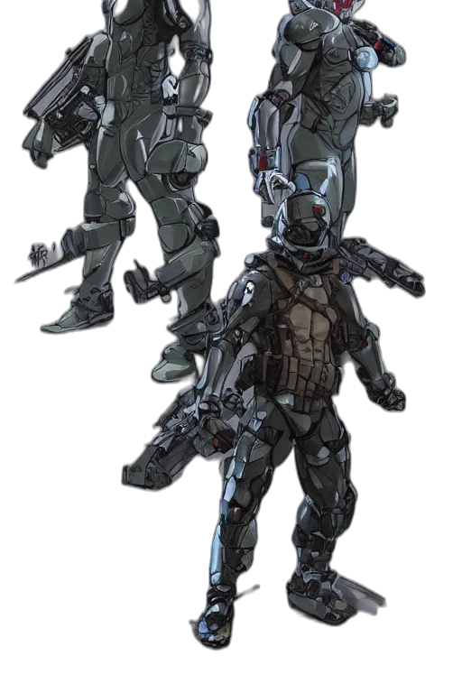 robot, concept art, 3d render, cyberpunk transparent PNG cut-out