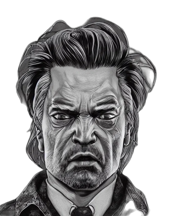 face, mask, jacket, comic book art transparent PNG cut-out