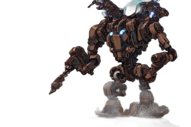 robot, weapon, concept art, 3d render transparent PNG cut-out