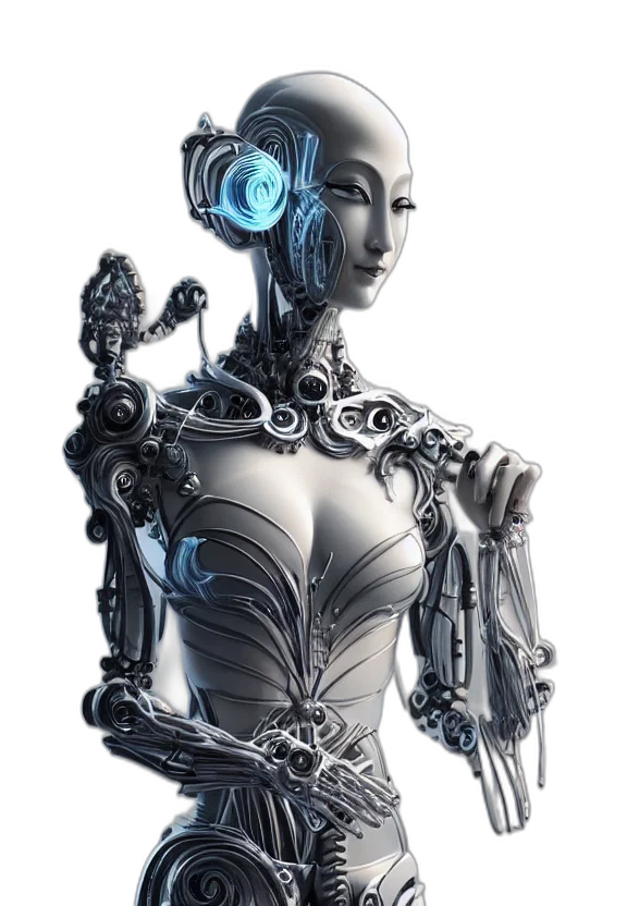 robot, dress, jewelry, staff transparent PNG cut-out