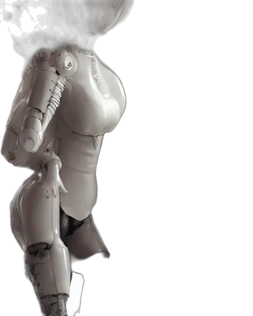 robot, jacket, weapon, staff transparent PNG cut-out