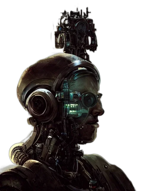 robot, face, cyberpunk, concept art transparent PNG cut-out