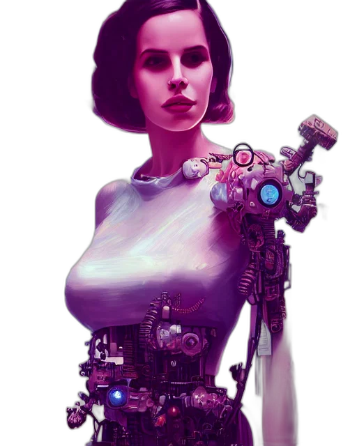 robot, dress, weapon, cyberpunk transparent PNG cut-out