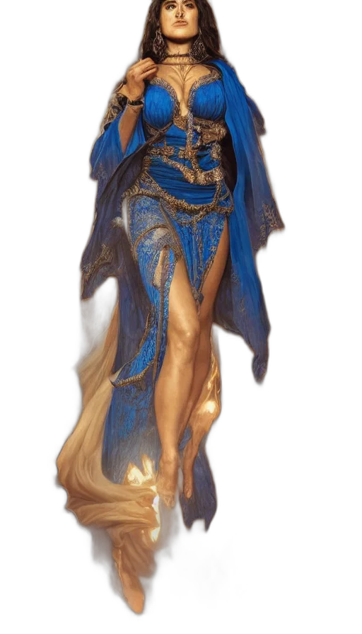 dress, jewelry, staff, fantasy art transparent PNG cut-out
