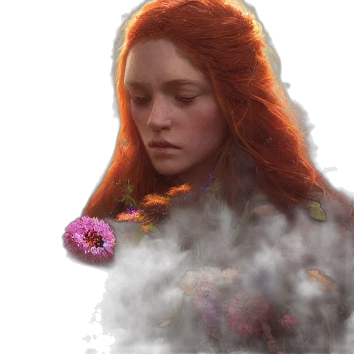 flower, face, crown, dress transparent PNG cut-out