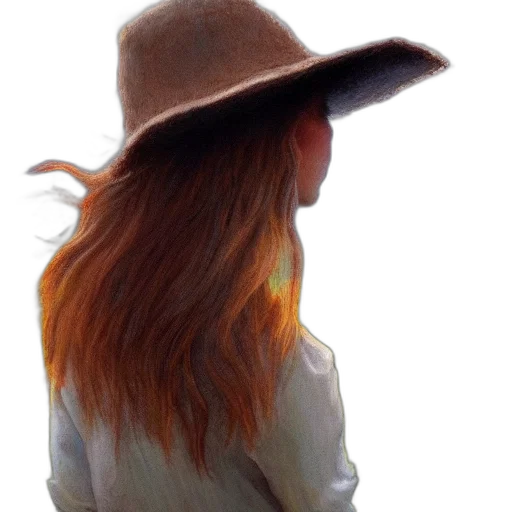 hat, hair, jacket, staff transparent PNG cut-out